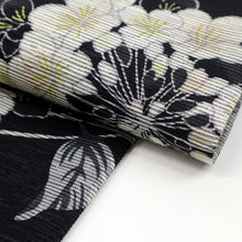 画像をギャラリービューアに読み込む, 新品  召しませ花  半幅帯 リバーシブル カジュアル プリムラ モノトーン BB8-5
