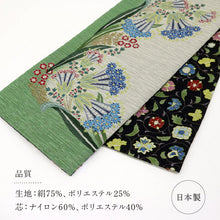 画像をギャラリービューアに読み込む, 新品 『召しませ華』 半幅帯 リバーシブル カジュアル 半巾帯 植物柄×花唐草 グレー BG8-3
