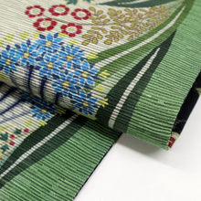 画像をギャラリービューアに読み込む, 新品 『召しませ華』 半幅帯 リバーシブル カジュアル 半巾帯 植物柄×花唐草 グレー BG8-3
