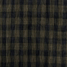 画像をギャラリービューアに読み込む, 反物 夏着物 『本場小千谷ちぢみ』 格子縞 カジュアル 普段着 キングサイズ 黒茶 麻 きもの 和装 反G2-5
