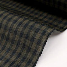 画像をギャラリービューアに読み込む, 反物 夏着物 『本場小千谷ちぢみ』 格子縞 カジュアル 普段着 キングサイズ 黒茶 麻 きもの 和装 反G2-5
