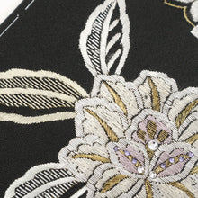 画像をギャラリービューアに読み込む, 【中古】訪問着 極上刺繍 麗しの花唐草模様 長尺 フォーマル 略礼装 黒紫色 ブラック 身丈169cm 裄丈70.5cm 袷正絹着物 きもの 和装HB12-17
