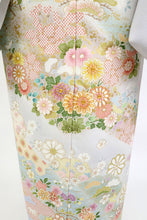 画像をギャラリービューアに読み込む, 仮絵羽 訪問着 『吉澤織物』 友禅 霞に古典花 フォーマル 略礼装 グレー 灰色 袷正絹着物 きもの 和装 HH3-31
