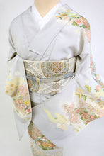 画像をギャラリービューアに読み込む, 仮絵羽 訪問着 『吉澤織物』 友禅 霞に古典花 フォーマル 略礼装 グレー 灰色 袷正絹着物 きもの 和装 HH3-31
