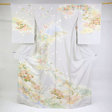 画像をギャラリービューアに読み込む, 仮絵羽 訪問着 『吉澤織物』 友禅 霞に古典花 フォーマル 略礼装 グレー 灰色 袷正絹着物 きもの 和装 HH3-31
