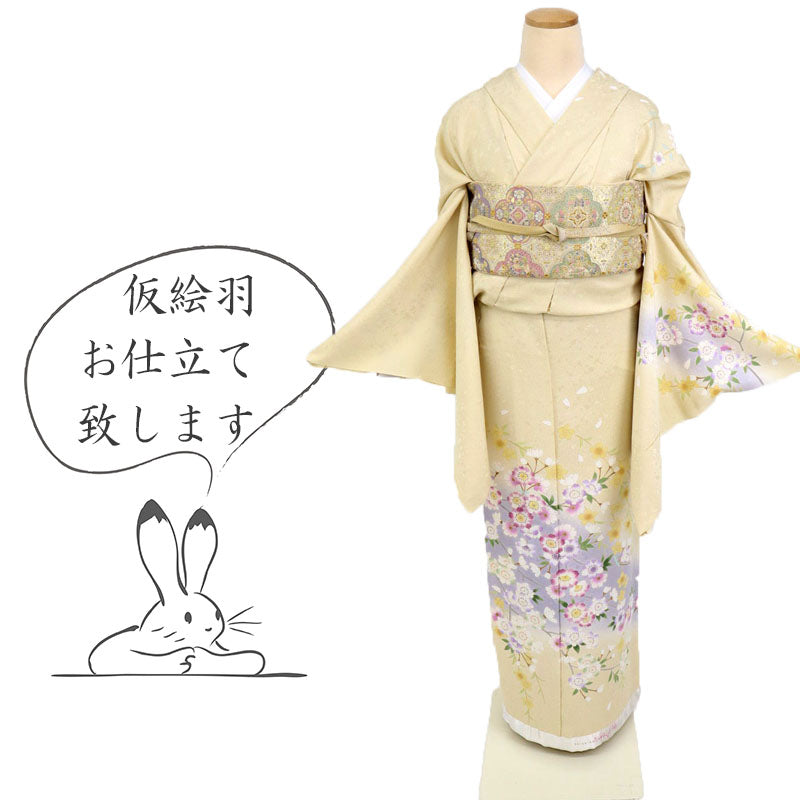 仮絵羽 訪問着 『阿部佳雪』 十日町友禅作家 桜の花 フォーマル 略礼装 袷正絹着物 和装 きもの HY3-25