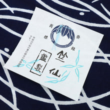 画像をギャラリービューアに読み込む, 新品『竺仙鑑製』浴衣反物 注染 露芝にコオロギ 紺 木綿 夏着物 長さ12ｍ 反巾38cm お仕立可［きものふりく］反26-210
