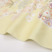 画像をギャラリービューアに読み込む, 仮絵羽 訪問着 吉祥文 雪輪に松竹梅橘 フォーマル 淡い黄色 和装 きもの 袷正絹着物 SY9-15
