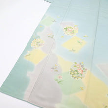 画像をギャラリービューアに読み込む, 【中古】長尺 付下げ 雪輪に彩りの花々植物模様 水色 セミフォーマル 身丈167.5cm 裄丈67.5cm 袷正絹着物 lsize トールサイズ SA2-1
