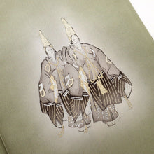 画像をギャラリービューアに読み込む, 【中古】摺り友禅 紬 付下げ『銀黎舎』立浪に紅葉菊萩のライン 緑色 身丈167.5cm 裄丈69cm 袷正絹着物 lsize wide　KG1-3
