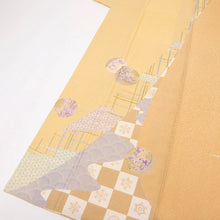 画像をギャラリービューアに読み込む, 【中古】長尺 訪問着【森英恵】格子に花丸文 砥粉色地紋入 身丈180.5cm 裄丈70cm 袷正絹着物 tlsize トールサイズ HY11-11
