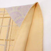 画像をギャラリービューアに読み込む, 【中古】長尺 訪問着【森英恵】格子に花丸文 砥粉色地紋入 身丈180.5cm 裄丈70cm 袷正絹着物 tlsize トールサイズ HY11-11

