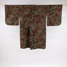 画像をギャラリービューアに読み込む, 【中古】道中着 和装コート 花唐草模様 濃淡茶多色 正絹着物上 カジュアル 身丈102cm 裄丈66.5cm CC11-8 リサイクル着物 上着 コート 防寒 防汚 ほこり除け 上着
