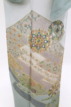 画像をギャラリービューアに読み込む, 【中古】長尺 豪華【汕頭刺繍】訪問着 松川菱に宝相華 灰青 フォーマル 身丈163.5cm 裄丈65.5cm 袷正絹着物 HA12-3 lsize トールサイズ リサイクル着物 街着 観劇 外出着 女子会 ランチ 普段着物
