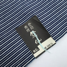 画像をギャラリービューアに読み込む, 竺仙鑑製 訳あり 浴衣反物 注染 子持ち縞 コーマ地 白紺 木綿 夏着物 反巾35.5cm お仕立可［きものふりく］反26-107【古反】
