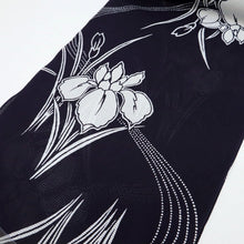 画像をギャラリービューアに読み込む, 浴衣反物 訳あり 綿絽 格子に萩の花模様 白地×濃紺 木綿 夏着物 反巾35cm お仕立可［きものふりく］反26-223【古反】
