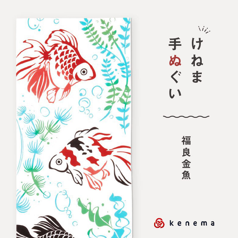 kenema 手ぬぐい 福良金魚 ＜夏＞金魚シリーズ 日本製 注染 手拭い けねま 気音間 キンギョ きんぎょ 水草 宮本 綿100％ コットン エコ 誕生日 プレゼント ギフト 着物 浴衣 和小物 和雑貨 和装小物 K22-21