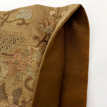 画像をギャラリービューアに読み込む, 【中古】訪問着 紬 長尺 刺繍 花唐草模様 香染色 ベージュ セピア 身丈168.5cm 裄丈67cm カジュアル きもの 袷正絹着物 MC2-2 lsize
