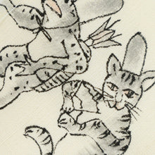 画像をギャラリービューアに読み込む, 【中古】 付下げ 生紬 作家物 鳥獣人物戯画 筆描き カジュアル 外出着 クリーム色 身丈167cm 裄丈69cm 袷正絹着物 趣味きもの MS8-5 lsize
