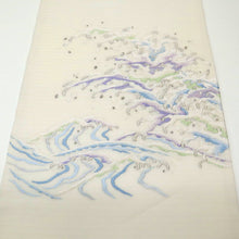 画像をギャラリービューアに読み込む, 【中古】名古屋帯 夏の絽 織り 手刺繍 蒋雪英 極上逸品 カジュアル セミフォーマル 白 正絹 着物 NS8-26
