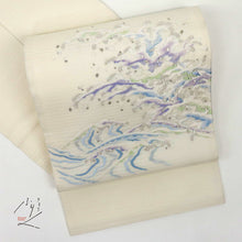 画像をギャラリービューアに読み込む, 【中古】名古屋帯 夏の絽 織り 手刺繍 蒋雪英 極上逸品 カジュアル セミフォーマル 白 正絹 着物 NS8-26

