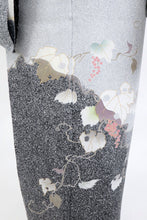 画像をギャラリービューアに読み込む, 仮絵羽 訪問着 北橋源二作蔦葡萄 叩き染グレー フォーマル 略礼装 きもの 袷正絹着物 SH3-7
