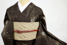 画像をギャラリービューアに読み込む, 【中古】手織紬 創作手刺繍 天翔満華 人気 辻が花模様 濃茶 身丈167cm 裄丈68.5cm カジュアル 趣味きもの 袷正絹着物 TC11-19 lsize
