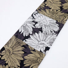 画像をギャラリービューアに読み込む, 【新品】『創世舎』半幅帯 リバーシブル マーガレット 麻の葉 ブラック黒 小袋帯 半巾帯 きもの 和装 BB9-11

