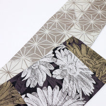 画像をギャラリービューアに読み込む, 【新品】『創世舎』半幅帯 リバーシブル マーガレット 麻の葉 ブラック黒 小袋帯 半巾帯 きもの 和装 BB9-11
