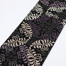 画像をギャラリービューアに読み込む, 【新品】『創世舎』半幅帯 リバーシブル 花菱に唐草七宝 ブラック黒 小袋帯 半巾帯 きもの 和装 BB9-12

