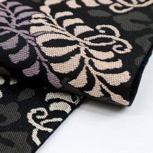 画像をギャラリービューアに読み込む, 【新品】『創世舎』半幅帯 リバーシブル 花菱に唐草七宝 ブラック黒 小袋帯 半巾帯 きもの 和装 BB9-12
