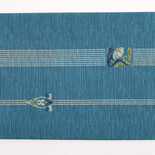 画像をギャラリービューアに読み込む, 【新品】『召しませ花』半幅帯 リバーシブル ペイズリー 淡灰×水色 カジュアル きもの 和装 BP10-2
