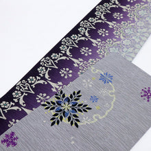 画像をギャラリービューアに読み込む, 【新品】『召しませ花』半幅帯 リバーシブル 雪花×レース柄 灰藤 カジュアル きもの 和装 BP10-5
