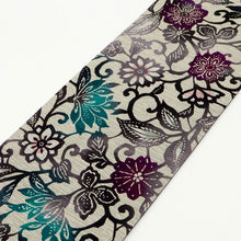 画像をギャラリービューアに読み込む, 新品 半幅帯 『召しませ華』和花更紗A リバーシブル 唐草模様 パープル グレー 長さ425cm 帯巾16.5cm
