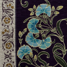 画像をギャラリービューアに読み込む, 【新品】『召しませ華』半幅帯 リバーシブル 撫子×チューリップ 黒紫×黄土色 カジュアル きもの 和装 BP9-3
