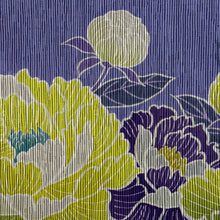 画像をギャラリービューアに読み込む, 【新品】『召しませ華』半幅帯 芍薬×花唐草ライン 藤色×黒 パープル ブラック カジュアル きもの 和装 BP9-8
