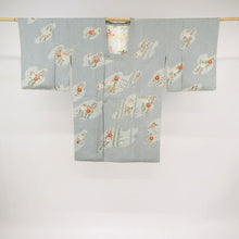 画像をギャラリービューアに読み込む, 【中古】都衿 和装コート 立浪に菊の花模様 カジュアル グレーたたき染め 灰色 身丈94.5cm 裄丈64.5cm 正絹着物上 CA10-8
