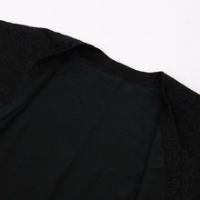 画像をギャラリービューアに読み込む, 【中古】ノーカラー 和装コート エレガント唐草模様 黒 カジュアル 身丈90cm 裄丈65cm 正絹着物上 CB2-31
