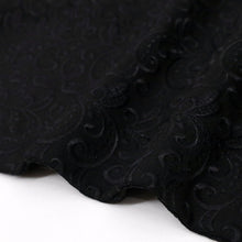 画像をギャラリービューアに読み込む, 【中古】ノーカラー 和装コート エレガント唐草模様 黒 カジュアル 身丈90cm 裄丈65cm 正絹着物上 CB2-31
