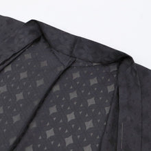 画像をギャラリービューアに読み込む, 【新品】薄羽織 お仕立て上がり 変り七宝繋 和装コート 黒紫 正絹着物上 カジュアル 身丈107cm 裄丈68cm CB5-1
