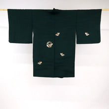 画像をギャラリービューアに読み込む, 【中古】道中着 和装コート 鴛鴦刺繍 丹後ちりめん カジュアル 深緑 身丈92.5cm 裄丈63.5cm 正絹着物上 CG12-26
