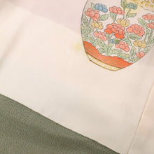 画像をギャラリービューアに読み込む, 【中古】道行衿 和装コート 彩花丸文 カジュアル ピンクちりめん地 身丈91cm 裄丈66cm 正絹着物上 CM1-14
