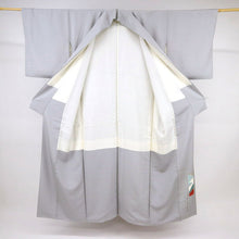 画像をギャラリービューアに読み込む, 【中古】長尺 色留袖 短冊に四季の風景吉祥文 準礼装 フォーマル グレー 背紋有 身丈164.5cm 裄丈67.5cm 袷正絹着物 DH5-2
