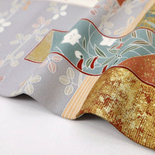 画像をギャラリービューアに読み込む, 【中古】長尺 色留袖 短冊に四季の風景吉祥文 準礼装 フォーマル グレー 背紋有 身丈164.5cm 裄丈67.5cm 袷正絹着物 DH5-2
