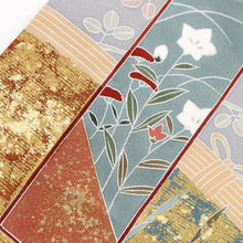 画像をギャラリービューアに読み込む, 【中古】長尺 色留袖 短冊に四季の風景吉祥文 準礼装 フォーマル グレー 背紋有 身丈164.5cm 裄丈67.5cm 袷正絹着物 DH5-2
