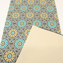 画像をギャラリービューアに読み込む, 【新品】特選 京袋帯『うれしづくし』モザイク花模様 紺色 カジュアル 長さ380cm 帯巾31cm 正絹着物 FA11-3
