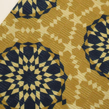 画像をギャラリービューアに読み込む, 【新品】特選 京袋帯『うれしづくし』モザイク花模様 紺色 カジュアル 長さ380cm 帯巾31cm 正絹着物 FA11-3
