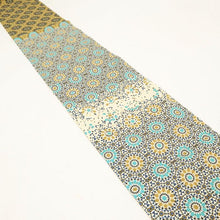 画像をギャラリービューアに読み込む, 【新品】特選 京袋帯『うれしづくし』モザイク花模様 紺色 カジュアル 長さ380cm 帯巾31cm 正絹着物 FA11-3
