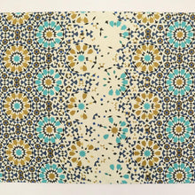 画像をギャラリービューアに読み込む, 【新品】特選 京袋帯『うれしづくし』モザイク花模様 紺色 カジュアル 長さ380cm 帯巾31cm 正絹着物 FA11-3
