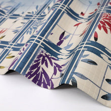 画像をギャラリービューアに読み込む, 【未使用】袋帯 『本場縞大島』紬 格子に菊の花模様 象牙色 カジュアル 普段着に 長さ454cm 帯巾31cm 正絹着物 FA5-3
